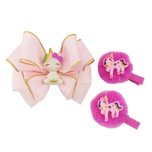 ست گیره و کش مو دخترانه مدل یونیکورن تکشاخ کد S04 بسته 3 عددی