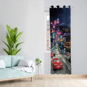  پرده مدل ماشین ها مخمل پانچی کد 951 سایز 140x280 سانتی متر