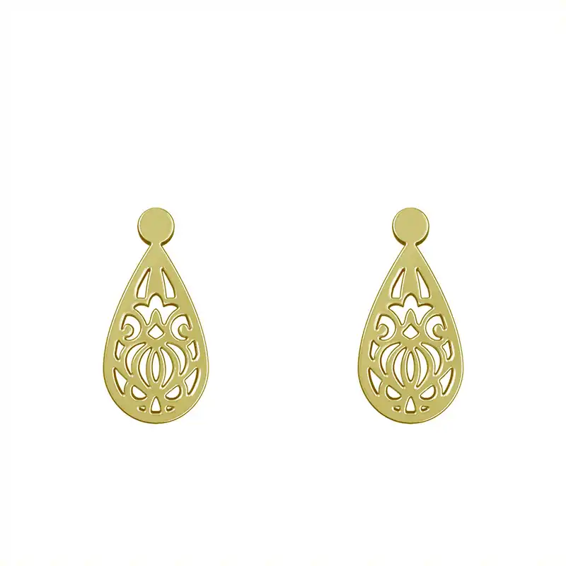 گوشواره طلا 18 عیار زنانه مدوپد مدل اسلیمی کد GA1-15340