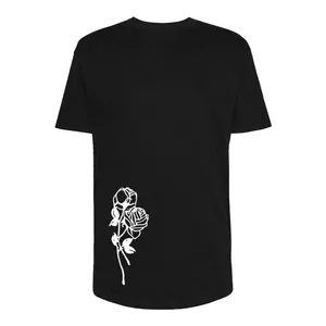 تی شرت لانگ مردانه مدل FLOWER کد P042 رنگ مشکی