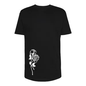 تی شرت لانگ زنانه مدل FLOWER کد P042 رنگ مشکی