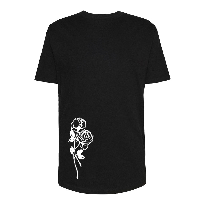 تی شرت لانگ زنانه مدل FLOWER کد P042 رنگ مشکی