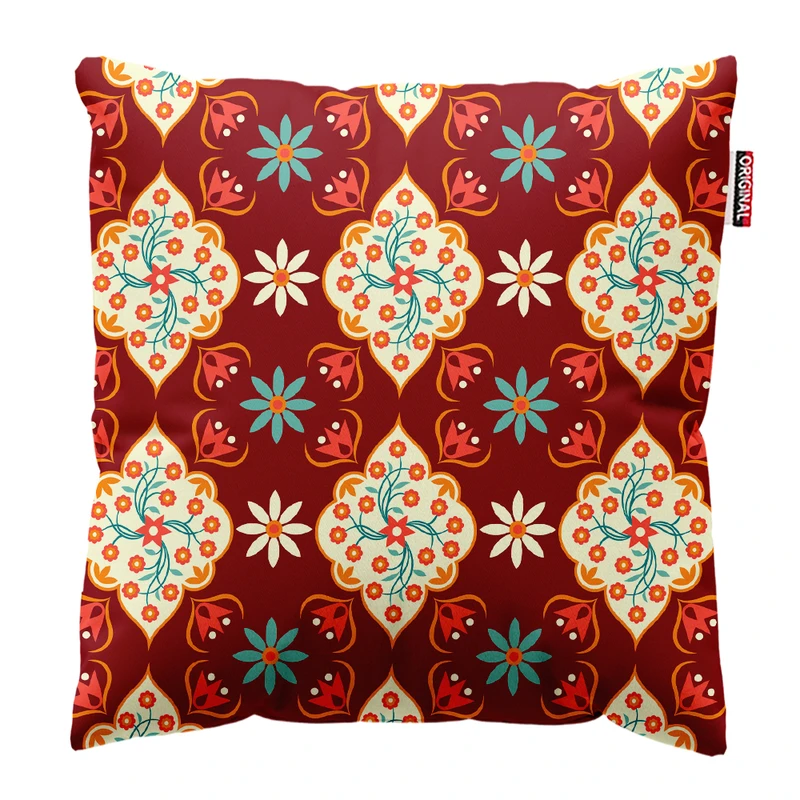 کوسن پاد آفرین مدل سنتی طرح گلیم فرش کد PK402254 سایز 40*40 سانتی متر