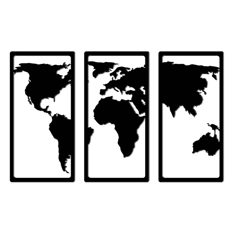 استیکر باروچین مدل نقشه جهان چوبی کد ws-65 مجموعه 3 عددی