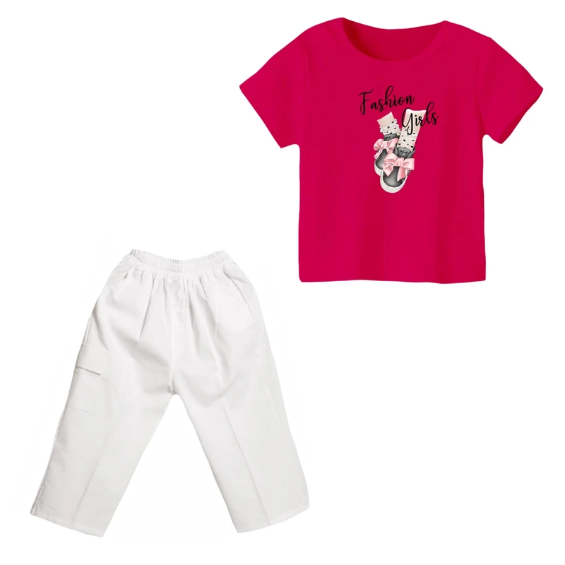 ست تی شرت و شلوارک دخترانه مدل کتونی کد 3