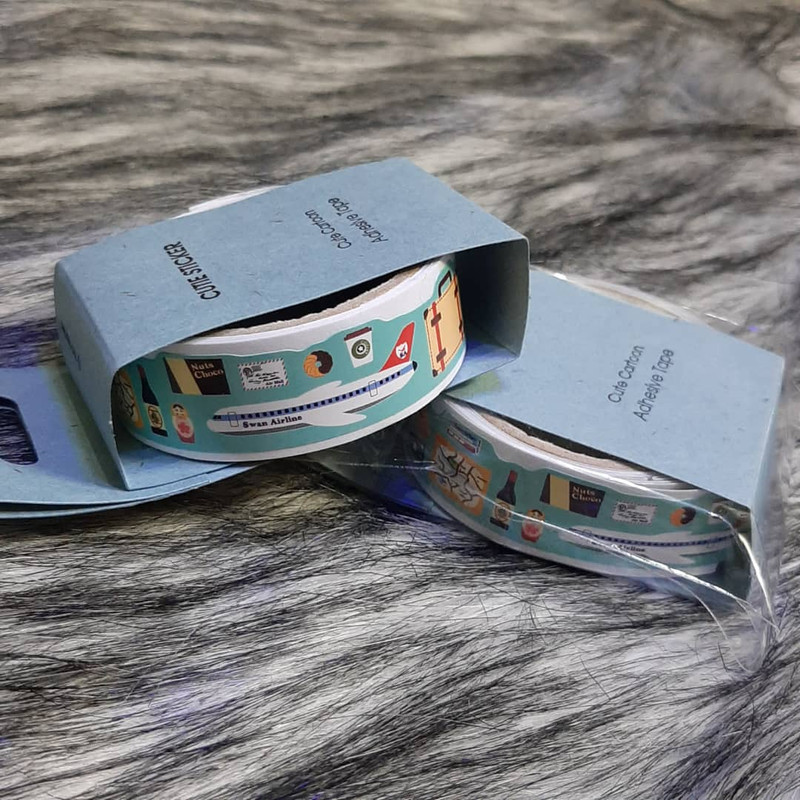 چسب نواری مدل واشی حاشیه دار طرح سفر عرض 1.5 سانتی متر