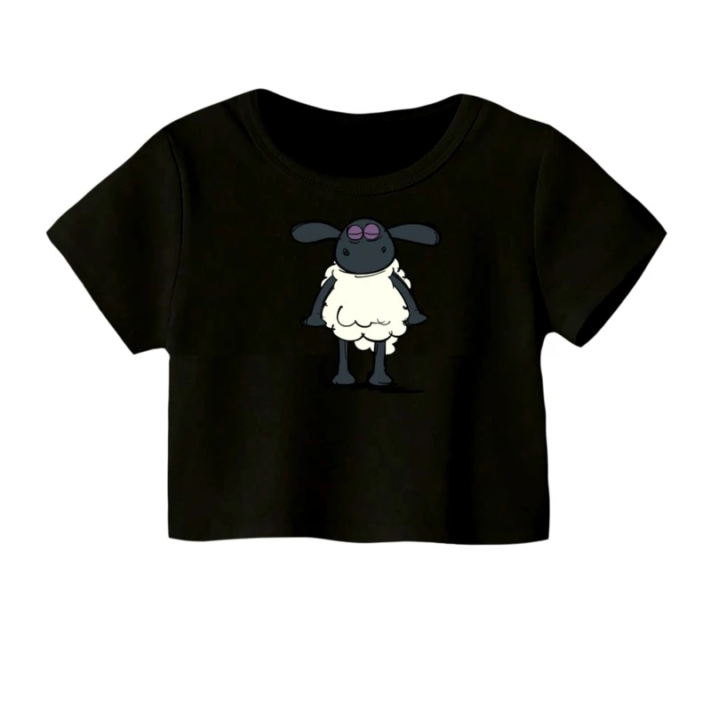 کراپ‌ تی‌شرت آستین کوتاه زنانه مدل بره ناقلا