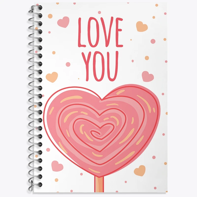 دفتر زبان 50 برگ خندالو مدل دو خط طرح Love You کد N245
