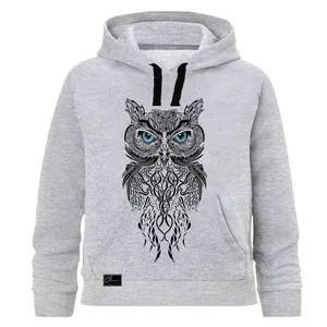 هودی پسرانه  طرح جغد کد J33 رنگ طوسی