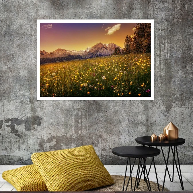 تابلو بکلیت طرح منظره دشت سرسبز مدل قاب شاسی W-s8160