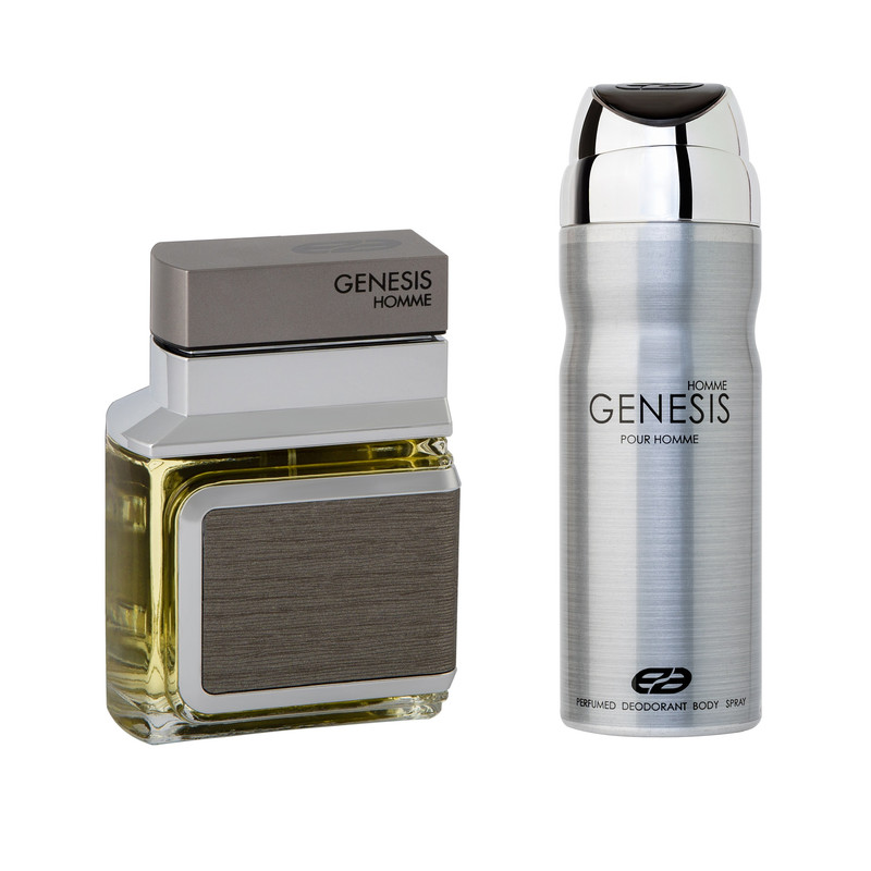 ادو تویلت مردانه عماد آرا مدل جنسیس حجم 100 میلی لیتر به همراه اسپری خوشبو کننده بدن مردانه عماد آرا حجم 200 میلی لیتر