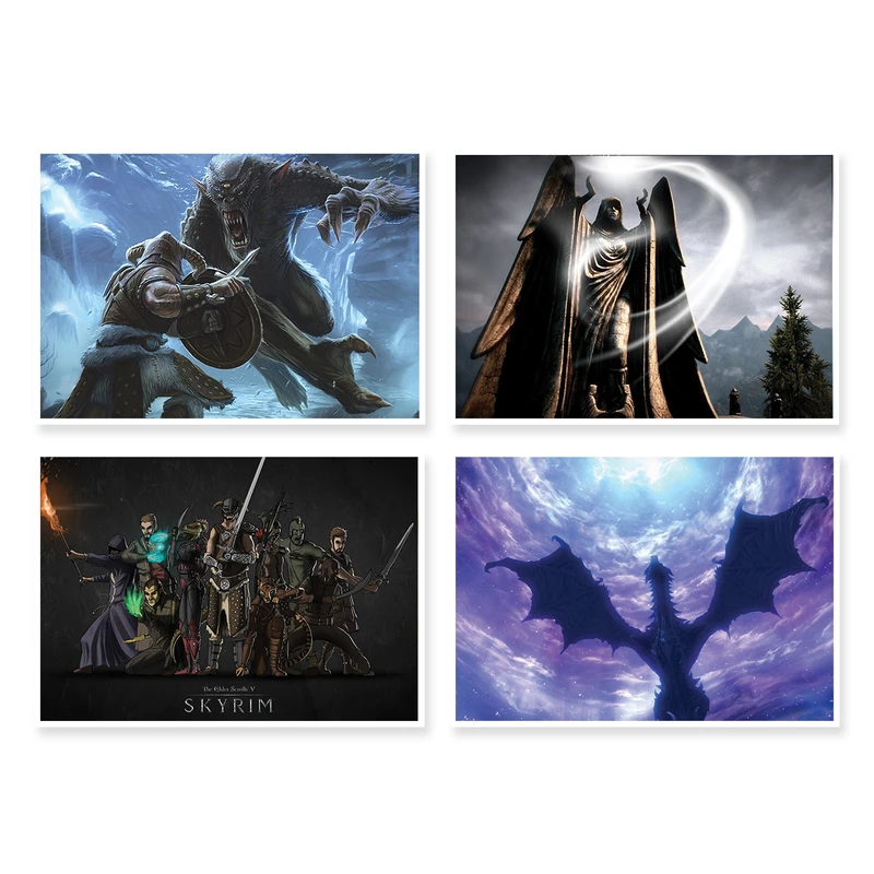 پوستر طرح بازی Skyrim کد A-1671 مجموعه 4 عددی
