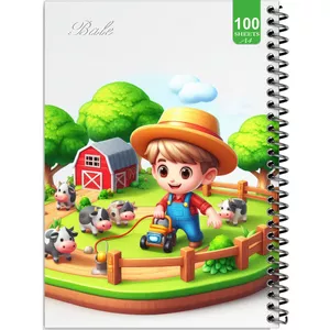 دفتر نقاشی 100 برگ بله طرح فانتزی پسرانه مزرعه کد A4-N490
