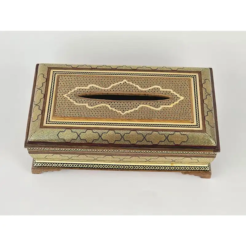 جعبه دستمال کاغذی خاتم کاری مدل اعلا