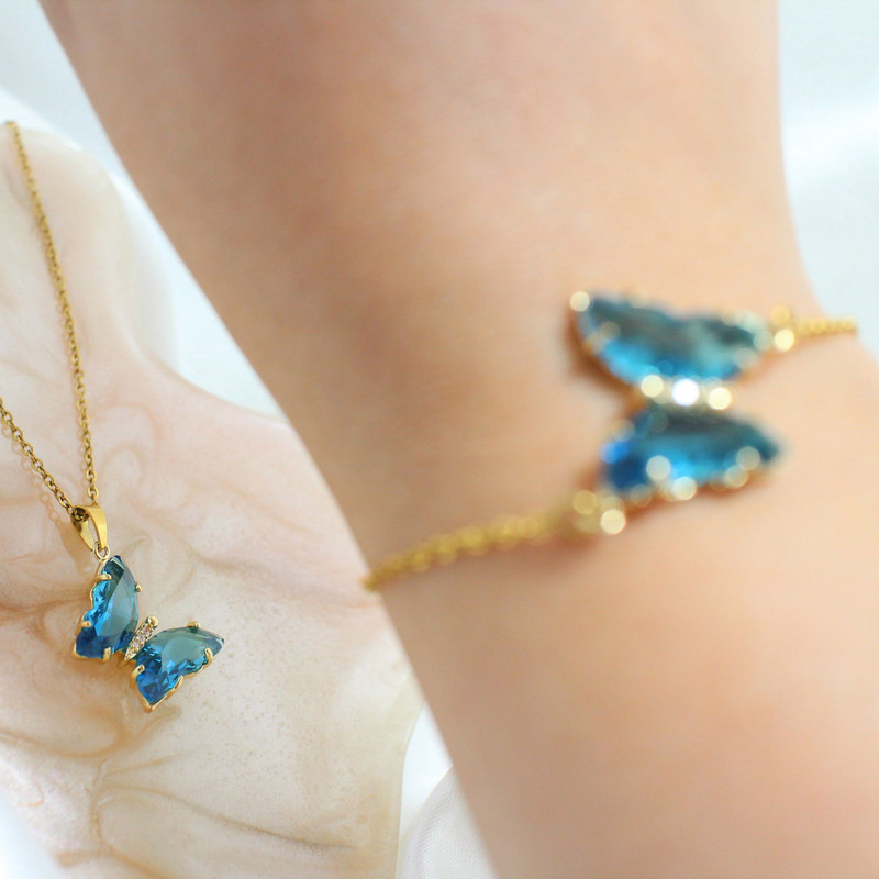 نیم ست زنانه مدل پروانه طرح کریستال