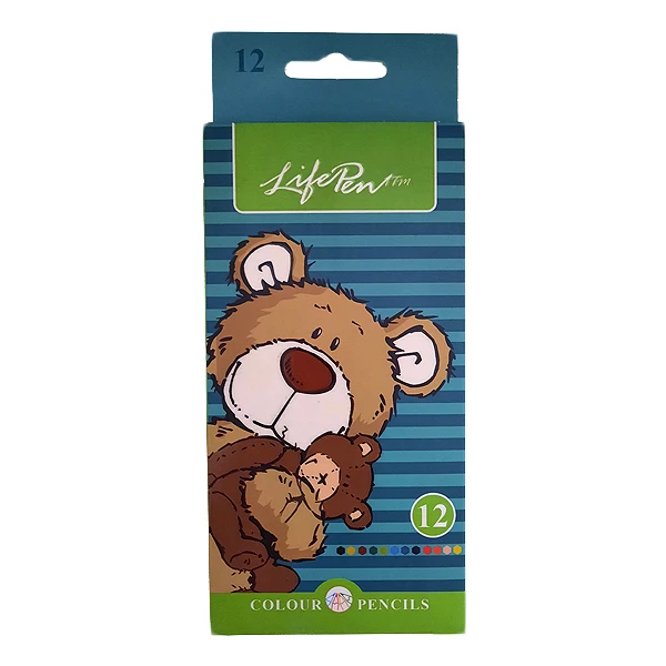 مداد رنگی 12 رنگ کلیپس مدل Life Pen طرح عروسک خرسی