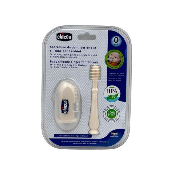 مسواک انگشتی و ماساژور لثه کودک چیکو مدل +0m مجموعه 2 عددی