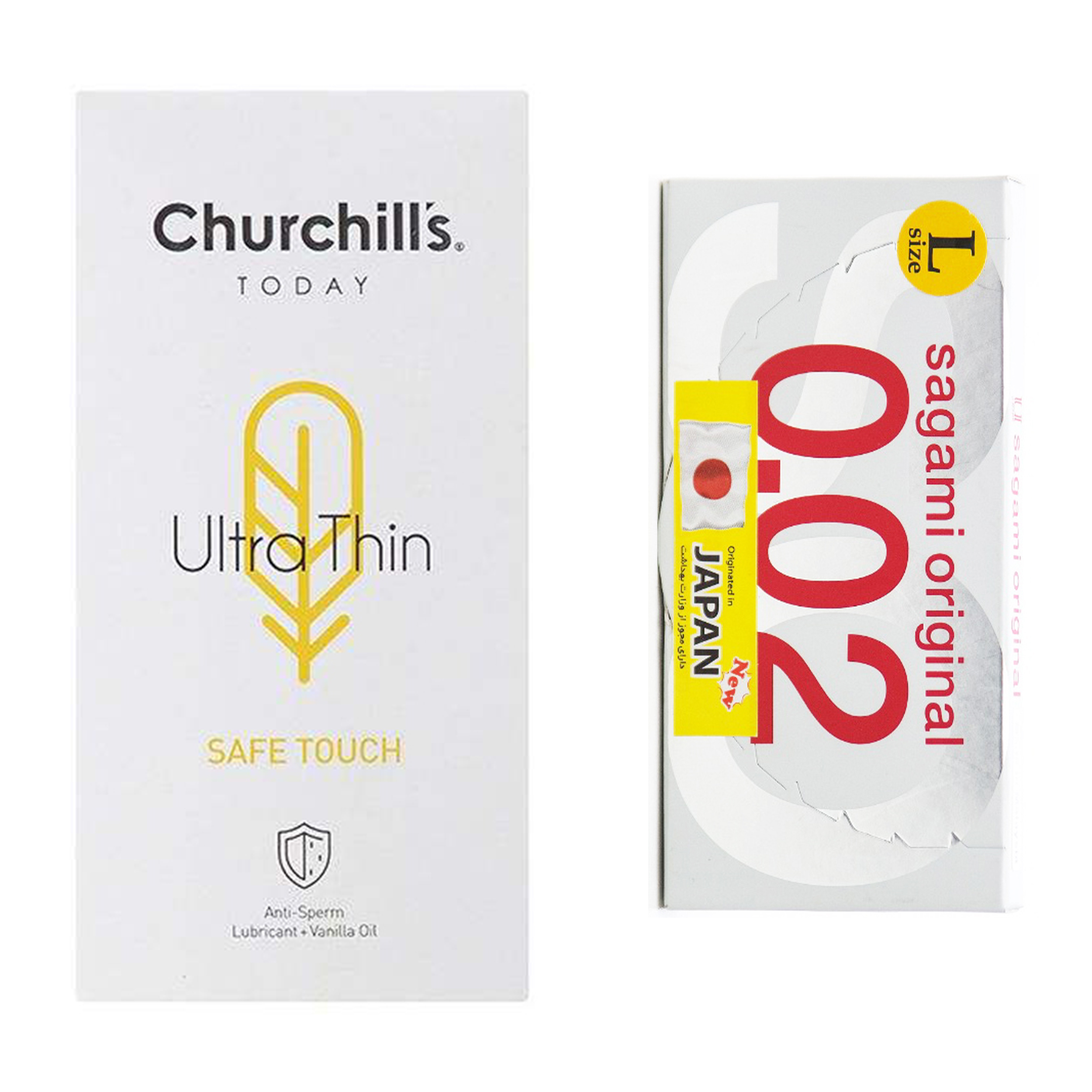 کاندوم چرچیلز مدل Safe Touch بسته 12 عددی به همراه کاندوم ساگامی کد 001 بسته 2 عددی