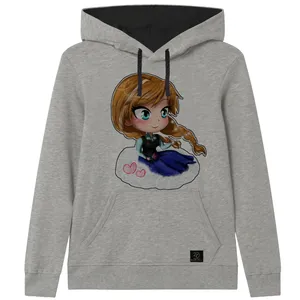 هودی دخترانه 27 مدل آنا کد V71 رنگ طوسی