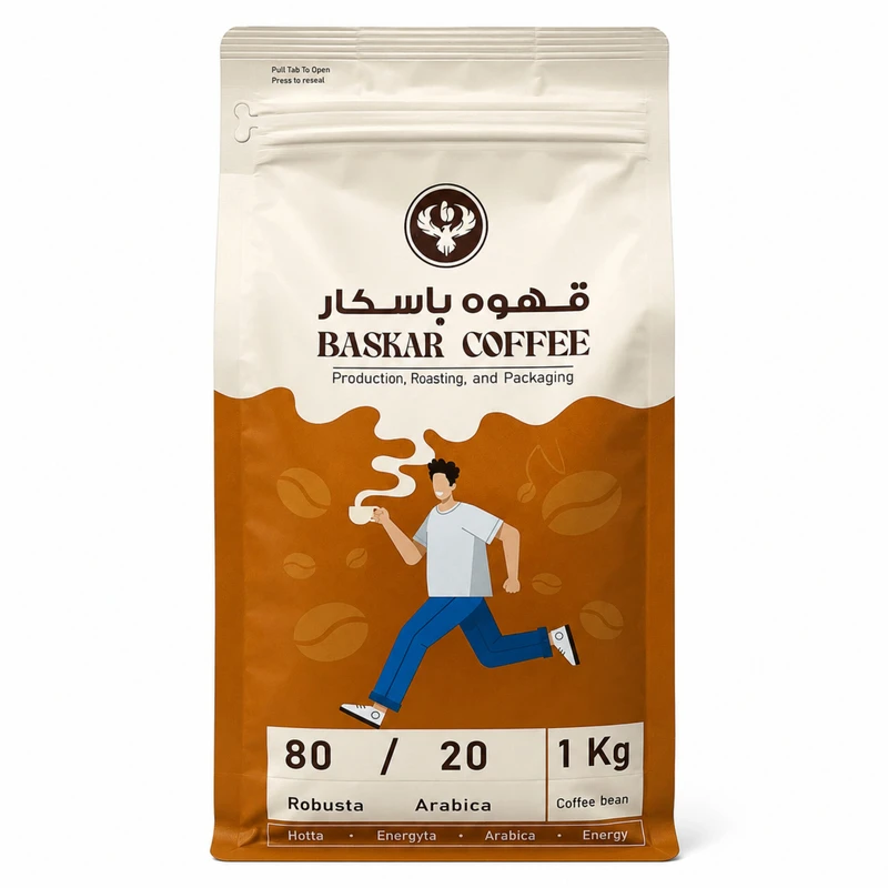 دانه قهوه 20 درصد عربیکا 80 درصد روبوستا باسکار - 1000 گرم