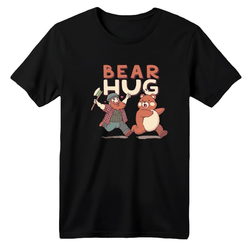 تی شرت آستین کوتاه یقه گرد  بچگانه مدل خرس و شکارچی