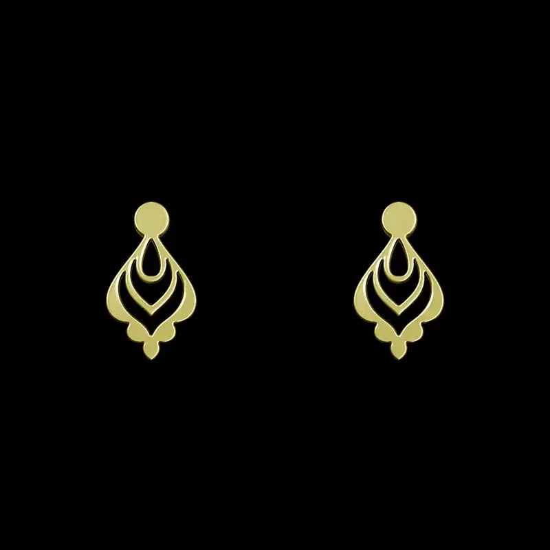 گوشواره طلا 18 عیار زنانه مدوپد مدل اسلیمی کد GA1-15249