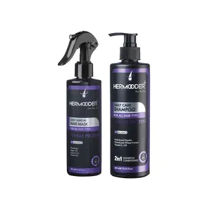 شامپو مو هرمودر مدل Wheat Protein مناسب برای انواع مو حجم 400 میلی لیتر به همراه ماسک مو مدل Wheat Protein مناسب برای انواع مو حجم 250 میلی لیتر