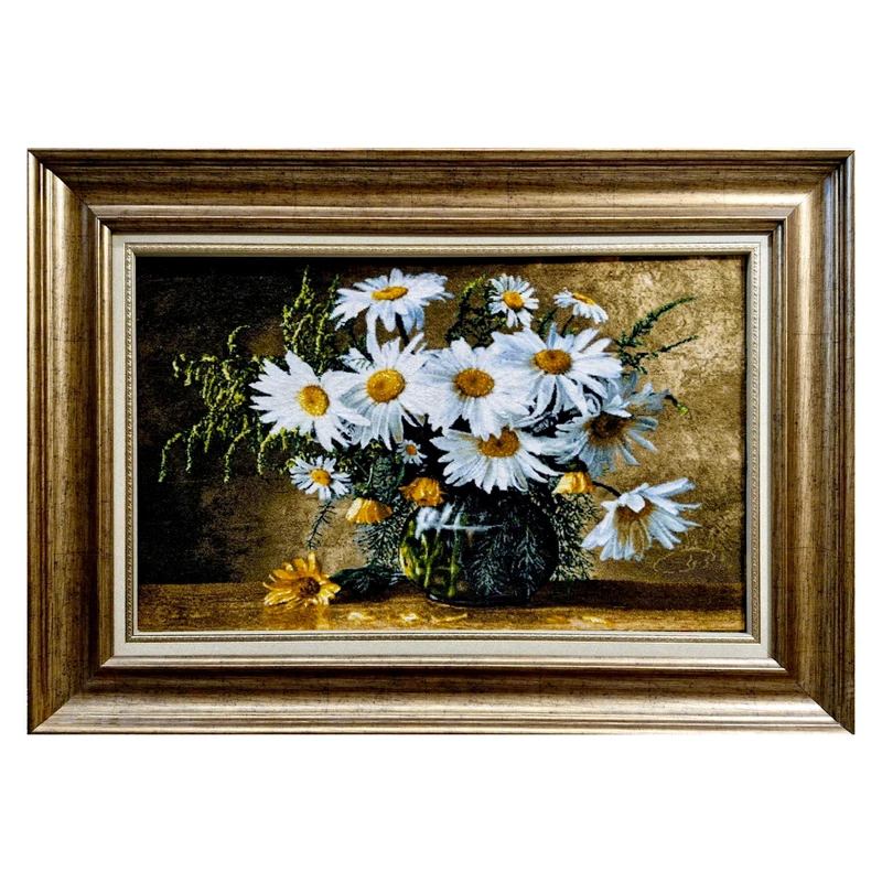 تابلو فرش دستباف مدل سبد گل چله ابریشم کد ۴۰۱