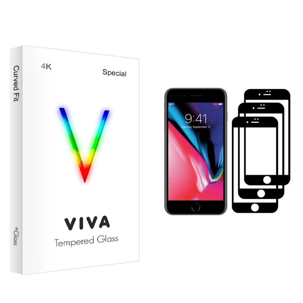 محافظ صفحه نمایش ویوا مدل 4K مناسب برای گوشی موبایل اپل iPhone 8 Plus بسته سه عددی