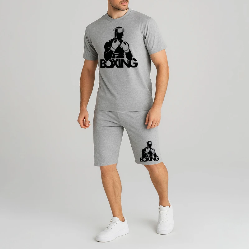 ست تی شرت آستین کوتاه و شلوارک راحتی مردانه_x000D_
 مدل بوکسور A286