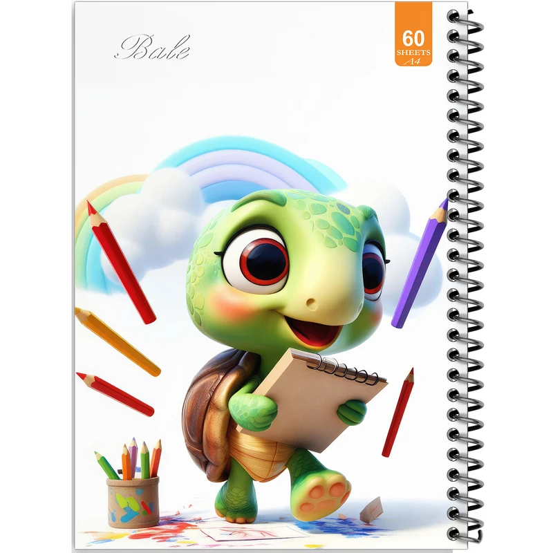 دفتر نقاشی 60 برگ انتشارات بله طرح فانتزی لاک پشت نقاش کد A4-O250