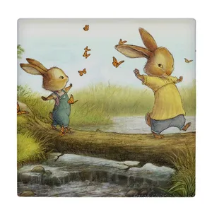 کاشی کارنیلا طرح خرگوشهای بازیگوش مدل لوحی کد klh1994