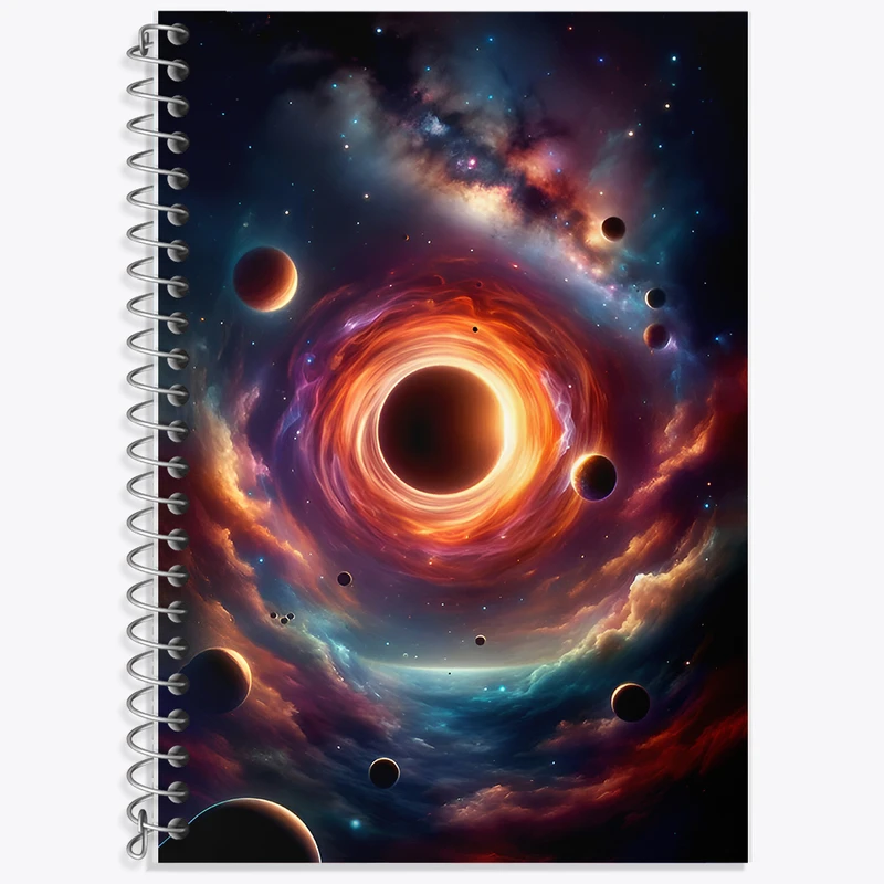 دفتر زبان 50 برگ خندالو مدل دو خط طرح کهکشان (galaxy) کد F8092