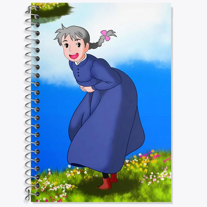 دفتر زبان 50 برگ خندالو مدل دو خط طرح سوفی انیمه قلعه متحرک هاول کد 12892