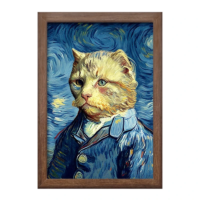 تابلو خندالو طرح گربه ونگوگ کد F4092