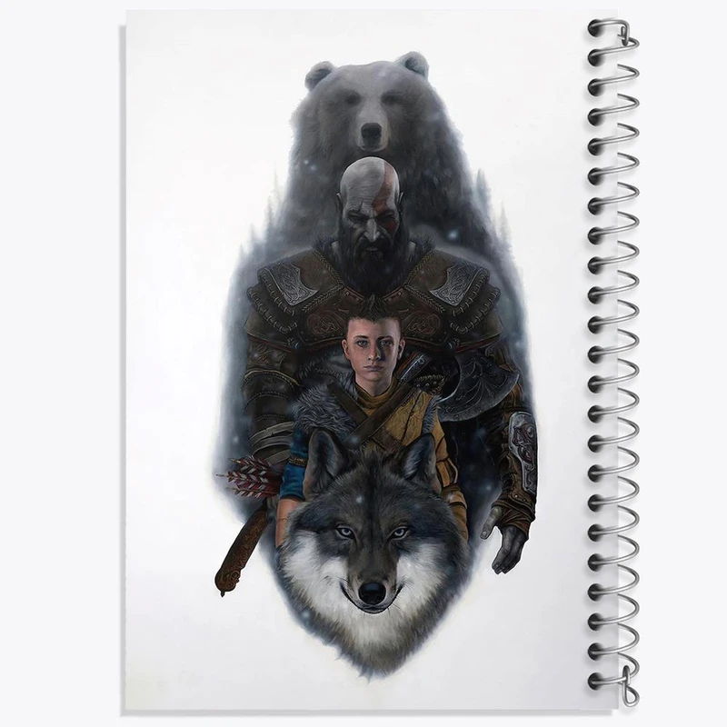 دفتر شطرنجی 50 برگ خندالو طرح کریتوس اتریوس و فنریر گاد آف وار کد 30403