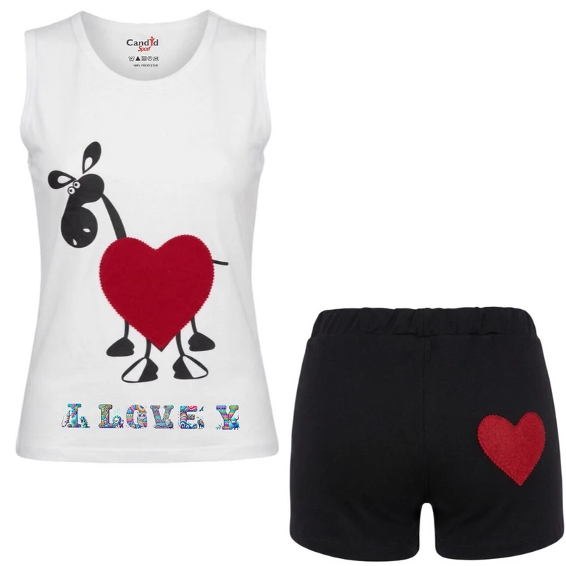 ست تاپ و شلوارک راحتی زنانه مدل قلب