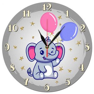 ساعت دیواری کودک طرح بچه فیل و بادکنک کد 1365