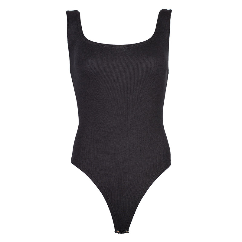 بادی زنانه مدل کبریتی یقه خشتی رنگ مشکی