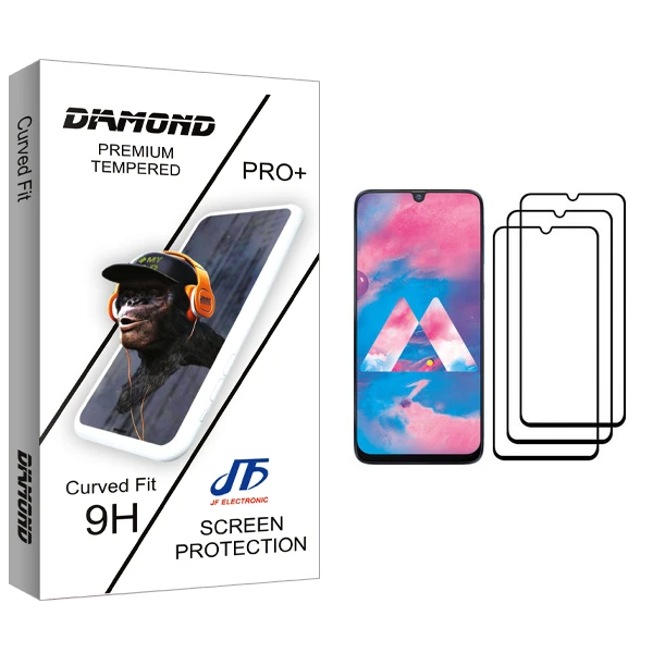 محافظ صفحه نمایش جی اف مدل Diamond glass مناسب برای گوشی موبایل سامسونگ Galaxy M30 بسته سه عددی