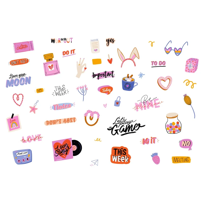 استیکر لپ تاپ مدل girly set مجموعه 40 عددی