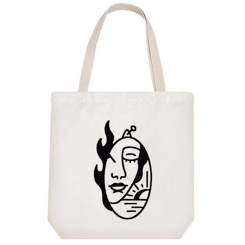 ساک خرید پارچه ای خندالو طرح پرتره مدل توت بگ کد 7069