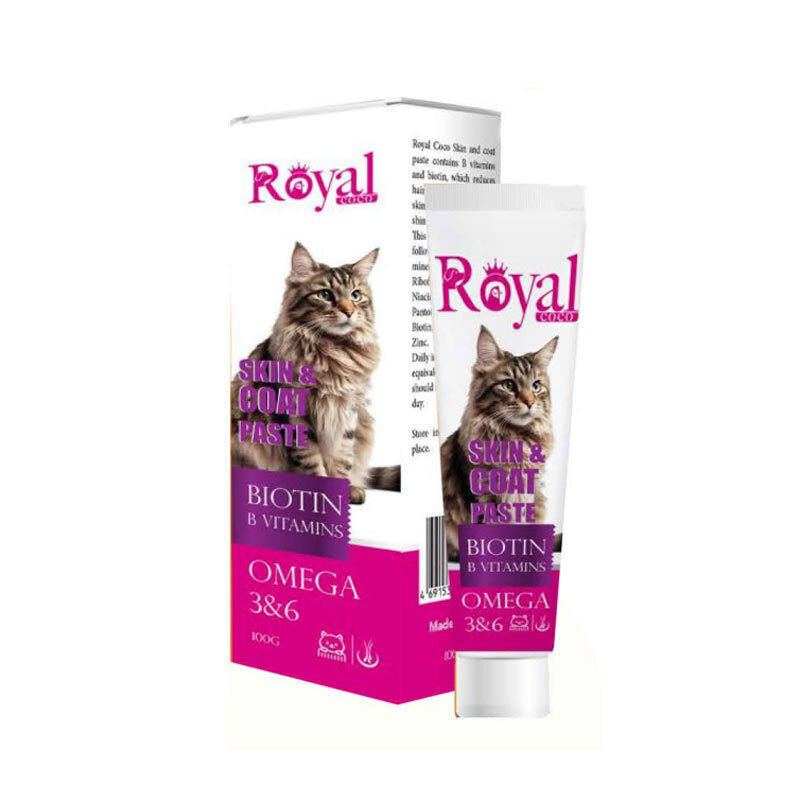 خمیر تقویتی گربه رویال کوکو مدل پوست و مو حاوی بیوتین و ویتامین B وزن 100 گرم