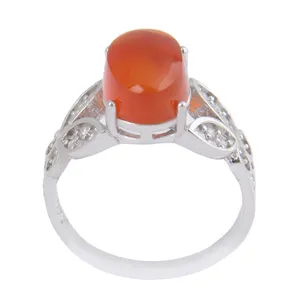 انگشتر نقره زنانه بازرگانی میلادی مدل عقیق یمنی رکاب جواهری کد AWR_1121