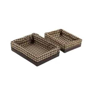 سبد نان و سبزی مدل پارچه و چوب کد 064 مجموعه 2 عددی 