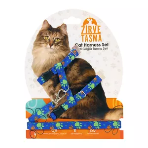 قلاده تنی گربه زیرو تاسما مدل Cat Harness Set  کد 99005