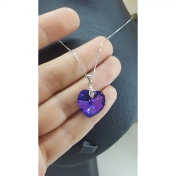 گردنبند نقره زنانه سواروسکی مدل قلب کد 7