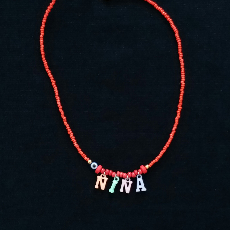 گردنبند دخترانه مدل تابستانی اسم نینا G107