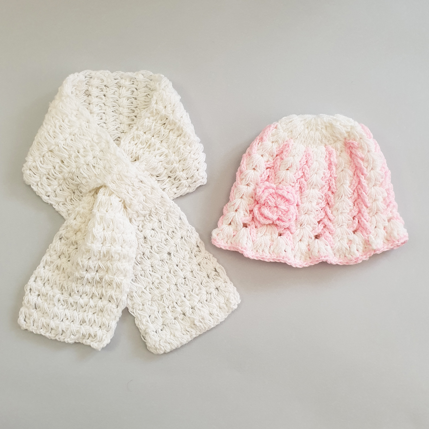 ست کلاه و شال گردن بافتنی نوزادی كد SHB23-WHP