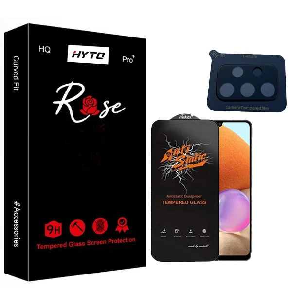 محافظ صفحه نمایش هیتو مدل Rose Antistatic Guard مناسب برای گوشی موبایل سامسونگ galaxy a32 به همراه محافظ لنز دوربین